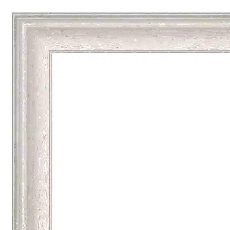 Miroir de porte pleine longueur non biseauté 48 x 135 cm argenté avec finition blanc délavé
