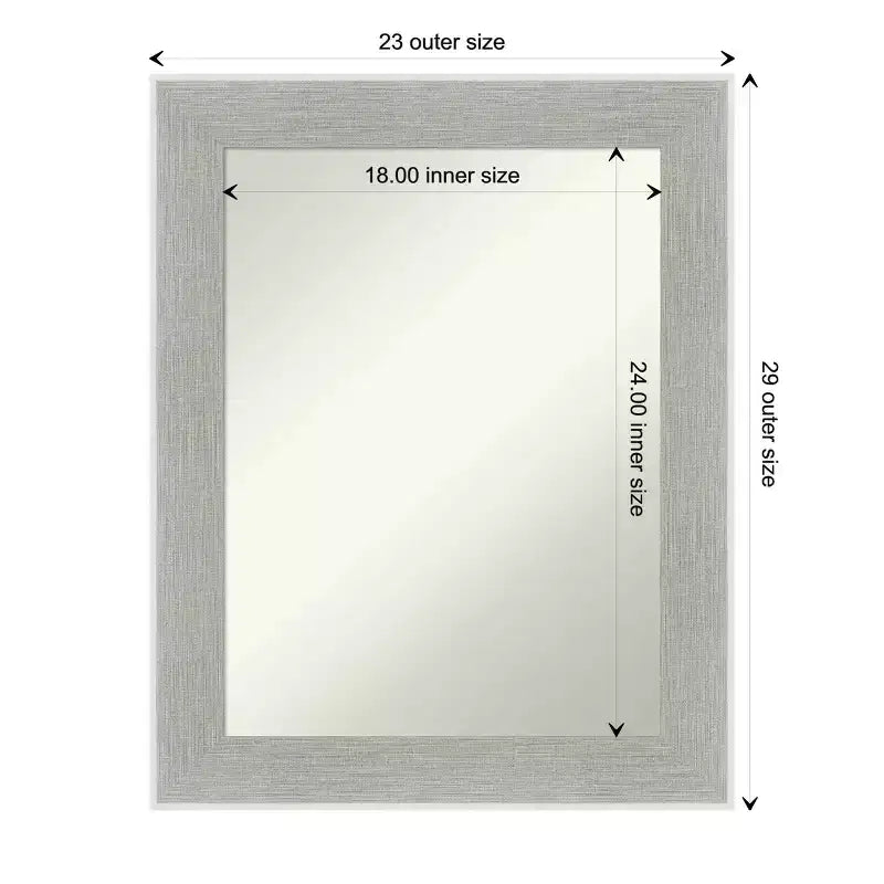 Miroir mural gris lin 58,42 cm x 73,66 cm sans bords biseautés