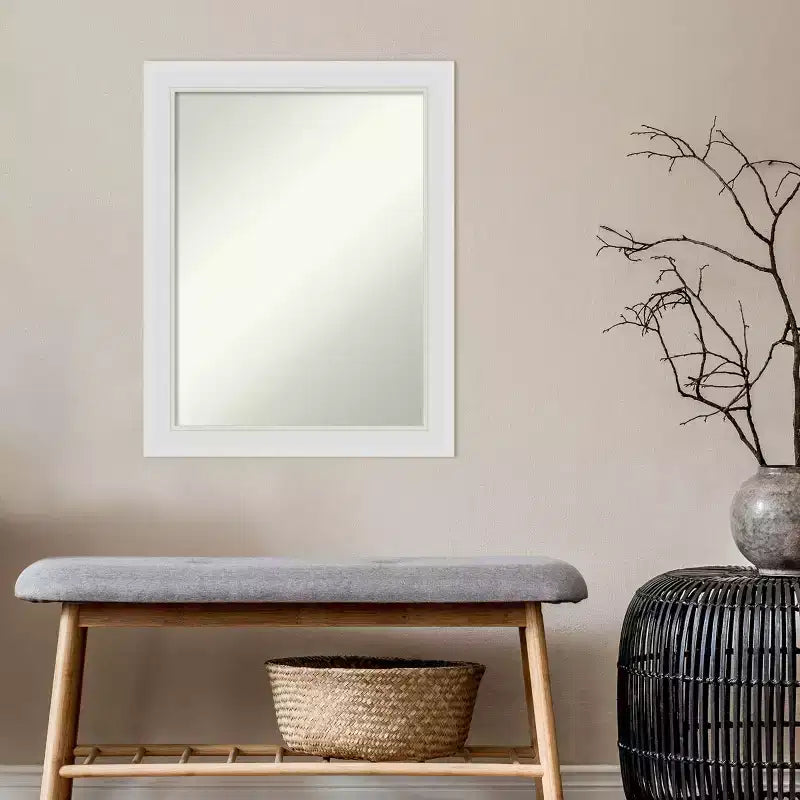 Miroir mural étroit Flair Soft White non biseauté de 22" x 28" – Rectangle moderne