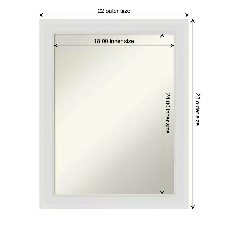 Miroir mural étroit Flair Soft White non biseauté de 22" x 28" – Rectangle moderne
