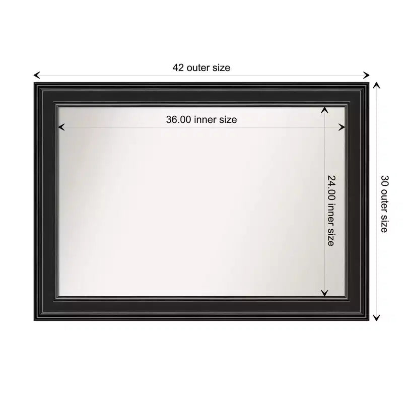 Miroir mural noir 42" x 30" à bord non biseauté