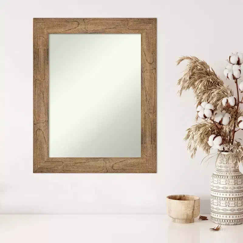 Miroir mural rectangulaire en bois brun chouette, 24" x 30", sans biseau – Moderne