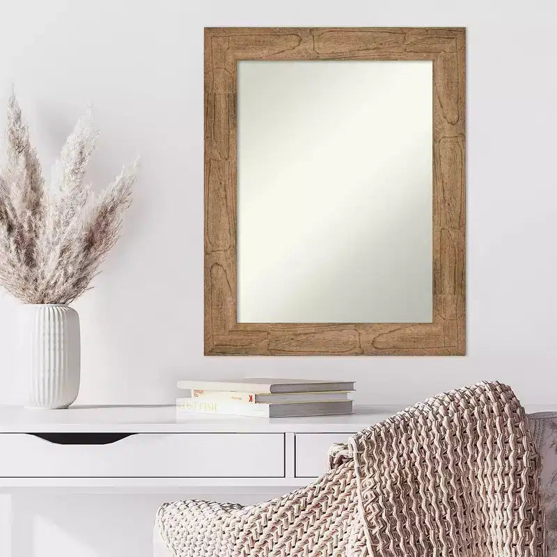 Miroir mural rectangulaire en bois brun chouette, 24" x 30", sans biseau – Moderne