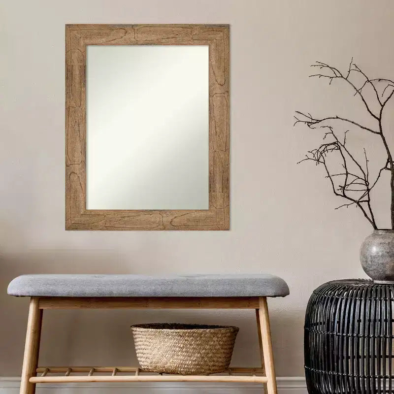 Miroir mural rectangulaire en bois brun chouette, 24" x 30", sans biseau – Moderne