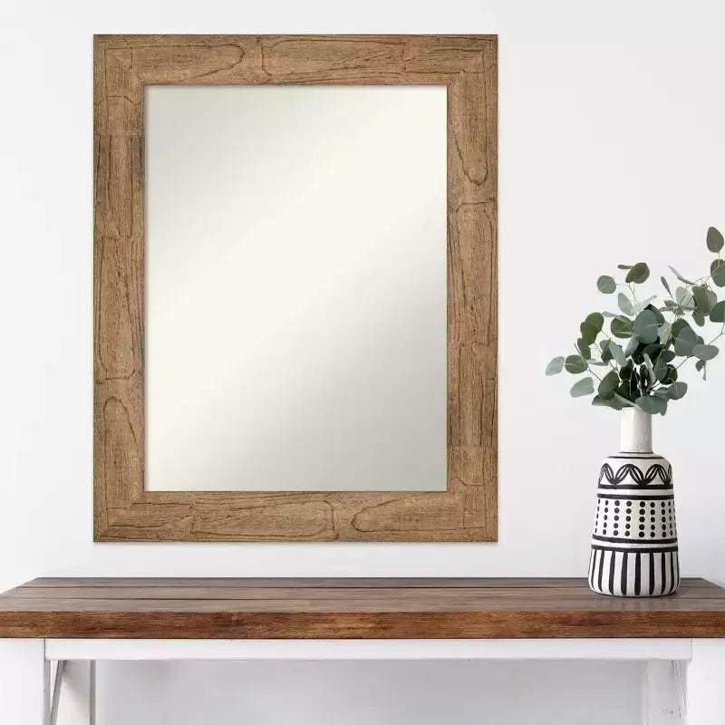 Miroir mural rectangulaire en bois brun chouette, 24" x 30", sans biseau – Moderne