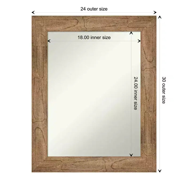 Miroir mural rectangulaire en bois brun chouette, 24" x 30", sans biseau – Moderne