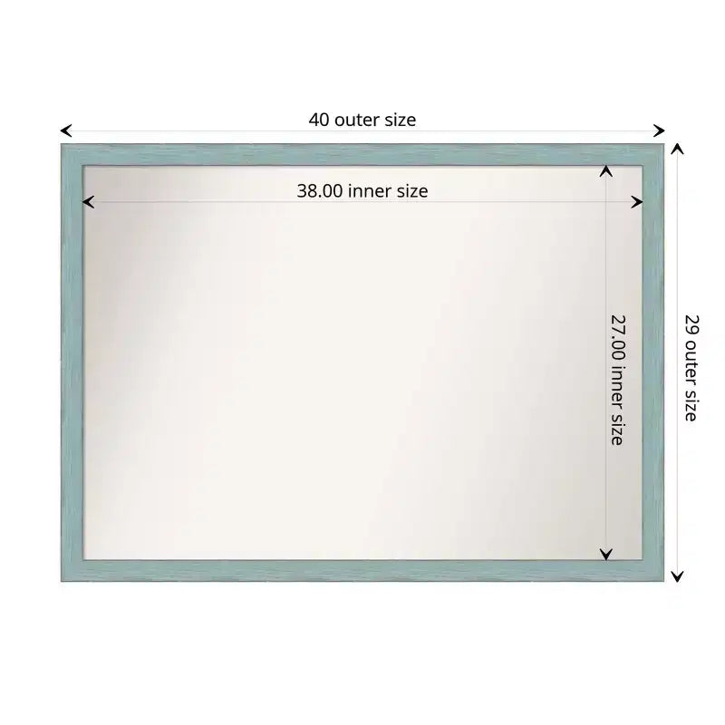 Miroir mural rectangulaire en bois rustique bleu ciel 40" x 29" – Bords non biseautés