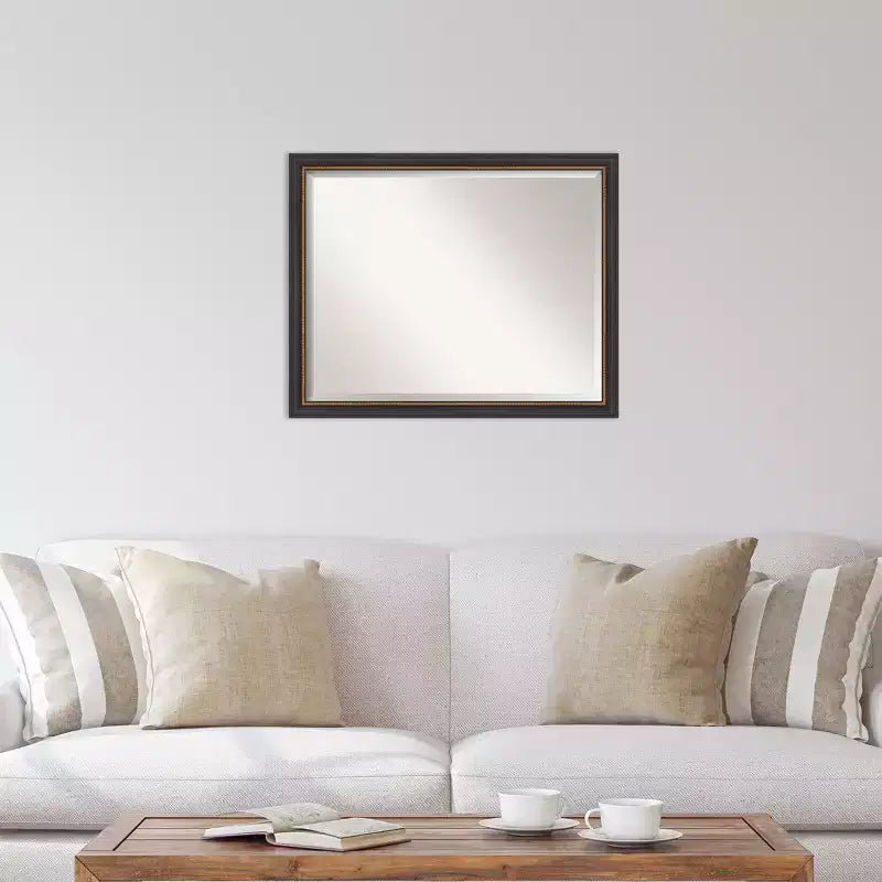 Miroir mural biseauté Ashton en bois noir de 31" x 25" – Style moderne