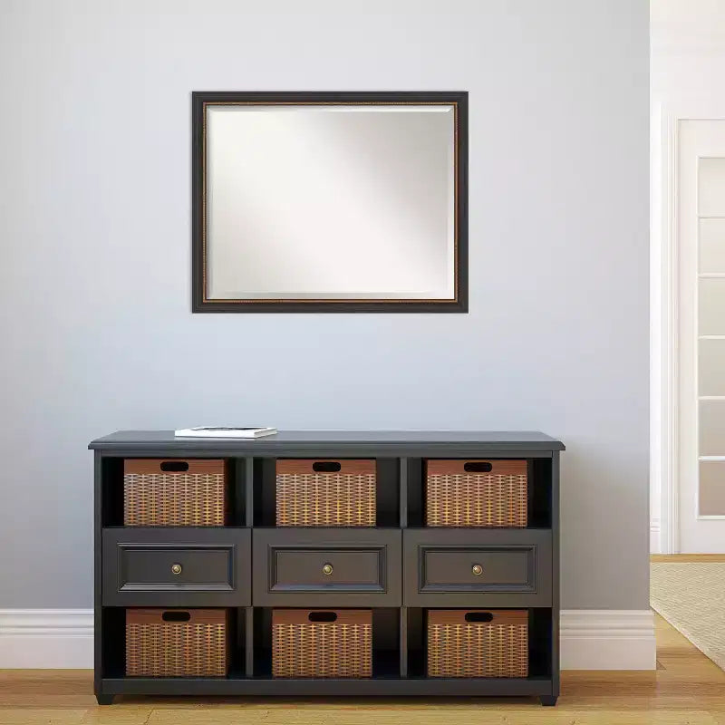 Miroir mural biseauté Ashton en bois noir de 31" x 25" – Style moderne