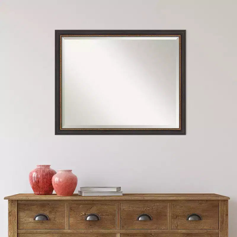 Miroir mural biseauté Ashton en bois noir de 31" x 25" – Style moderne
