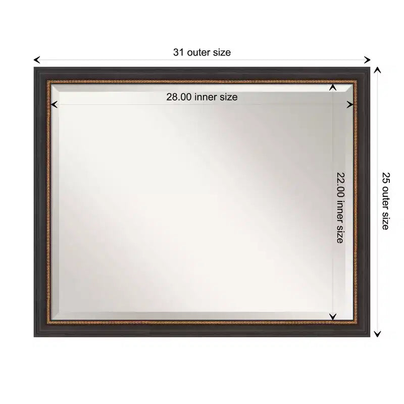 Miroir mural biseauté Ashton en bois noir de 31" x 25" – Style moderne