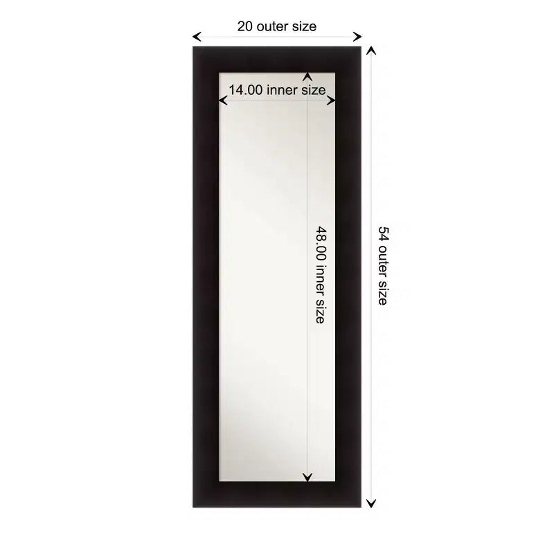 Miroir pleine longueur à suspendre, Portico Espresso, en bois, 20 po x 54 po, sans biseau