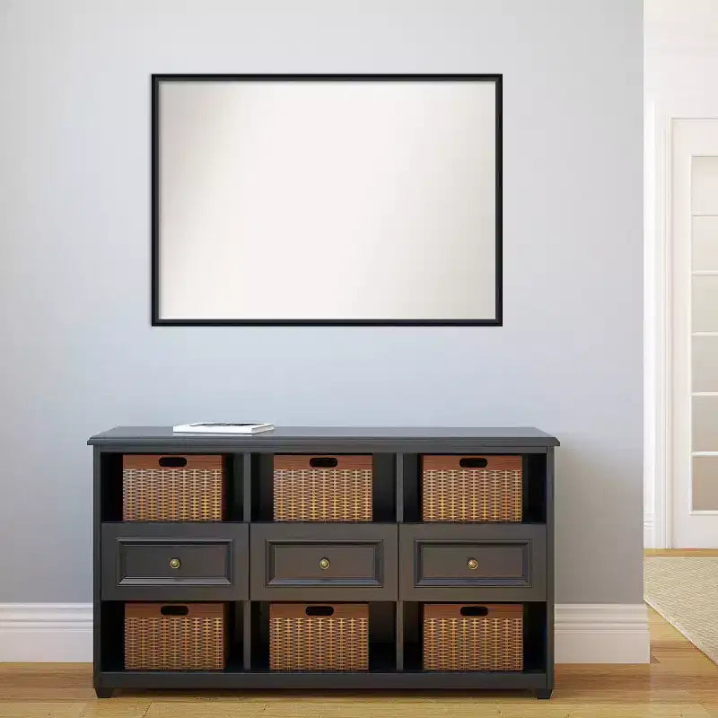 Miroir mural en bois noir non biseauté de 39" x 28"