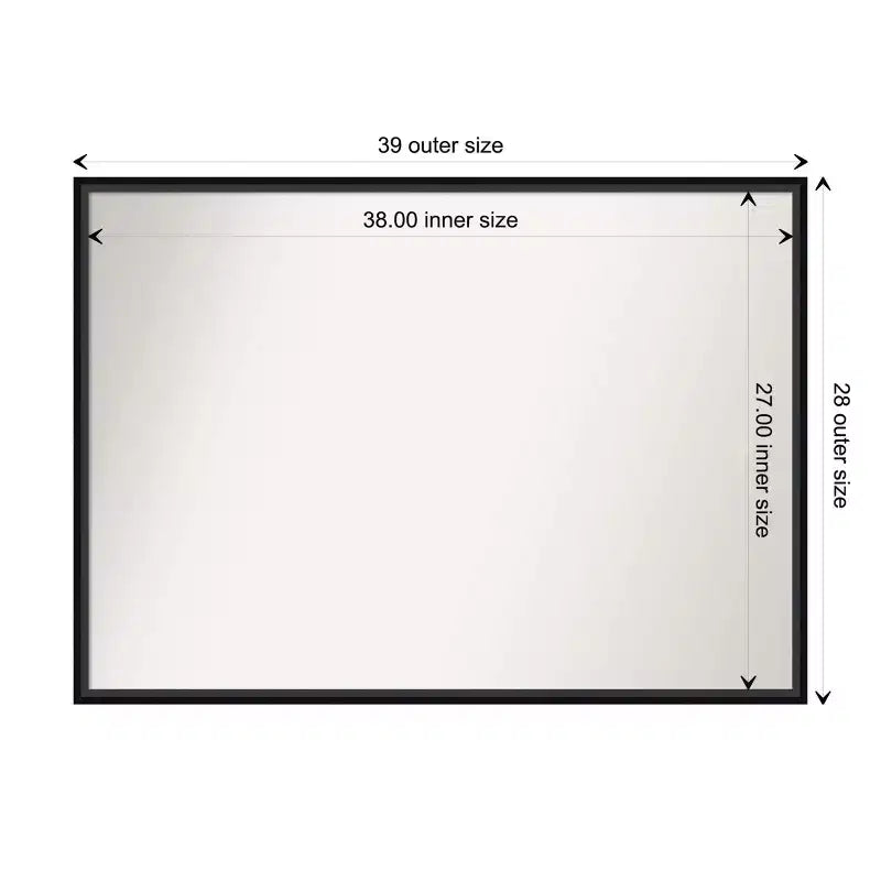 Miroir mural en bois noir non biseauté de 39" x 28"