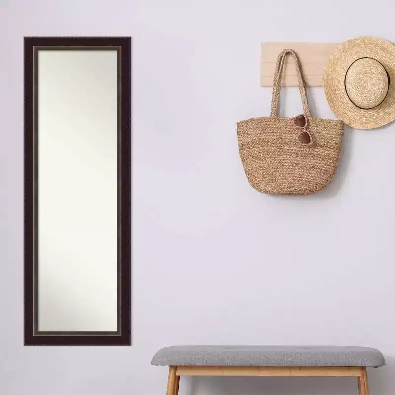 Miroir mural à suspendre en bronze, sans biseau, 18" x 52"