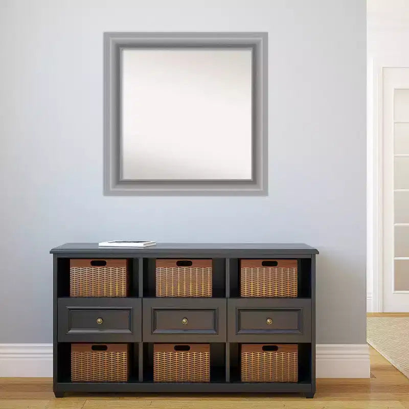 Miroir mural carré de salle de bain de 32 po x 32 po, nickel poli, sans biseau, à pointe