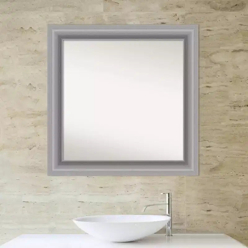 Miroir mural carré de salle de bain de 32 po x 32 po, nickel poli, sans biseau, à pointe