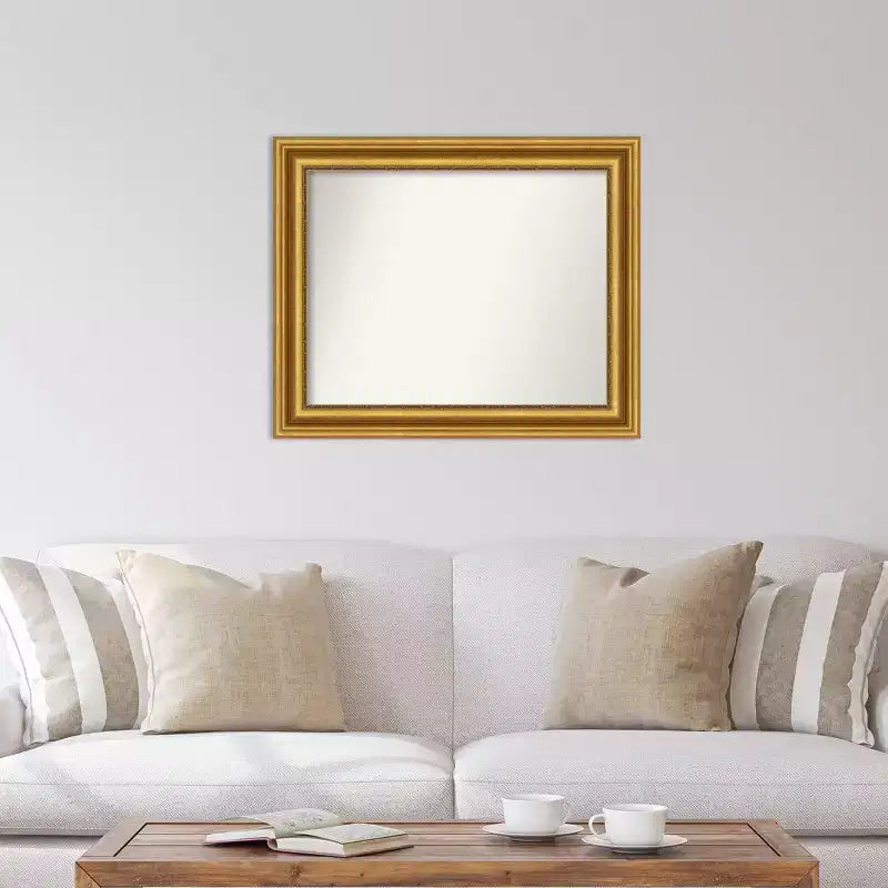 Miroir mural doré 34" x 28" non biseauté pour salon – Style moderne