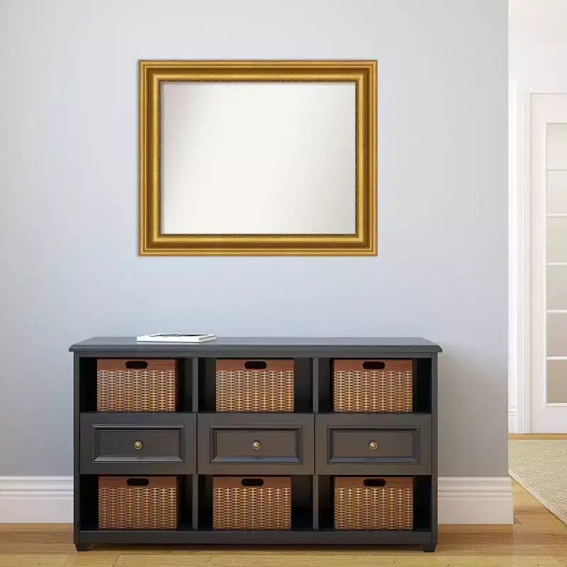 Miroir mural doré 34" x 28" non biseauté pour salon – Style moderne