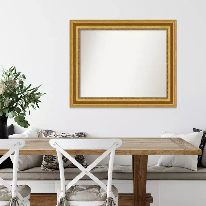 Miroir mural doré 34" x 28" non biseauté pour salon – Style moderne