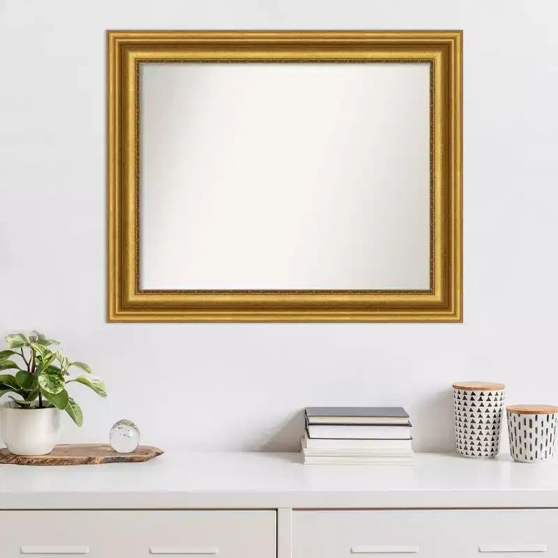 Miroir mural doré 34" x 28" non biseauté pour salon – Style moderne