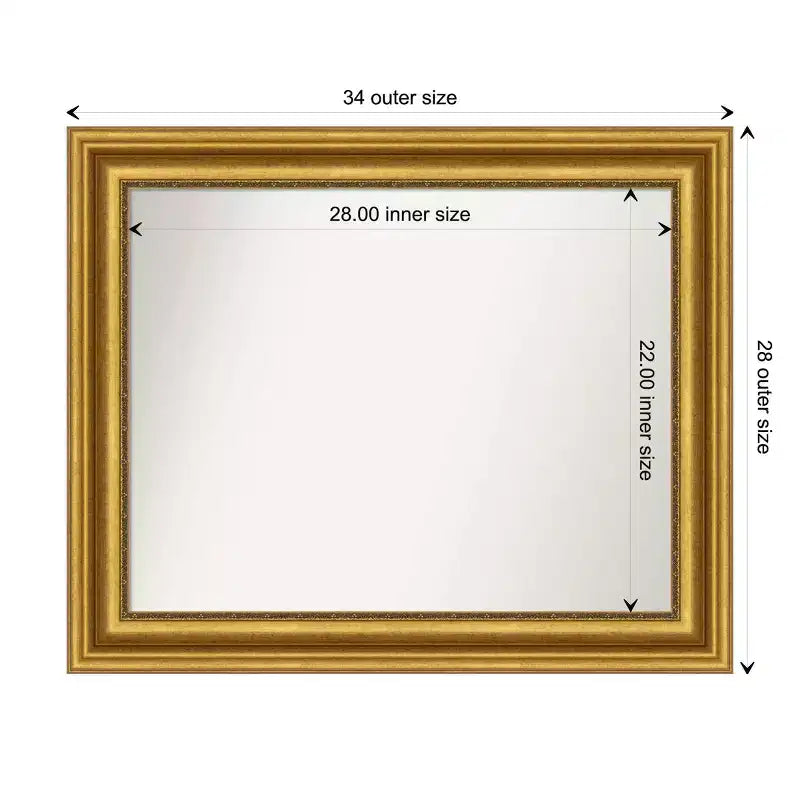 Miroir mural doré 34" x 28" non biseauté pour salon – Style moderne