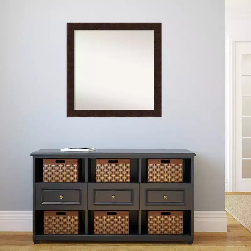 Miroir mural carré étroit non biseauté 30" x 30" William Bronze Marbré pour salle de bain