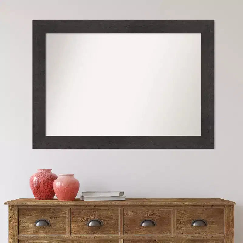 Miroir mural espresso en planches rustiques non biseautées de 42 po x 30 po