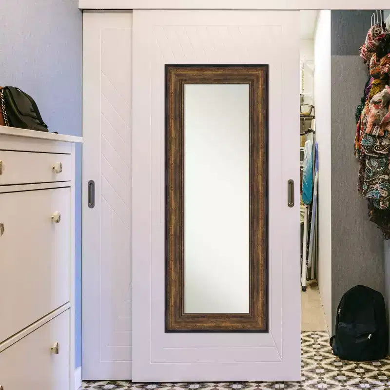 Miroir de porte pleine longueur sans biseau de 22 po x 56 po en bronze de salle de bal