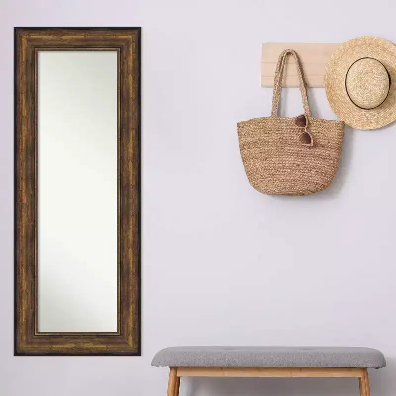Miroir de porte pleine longueur sans biseau de 22 po x 56 po en bronze de salle de bal