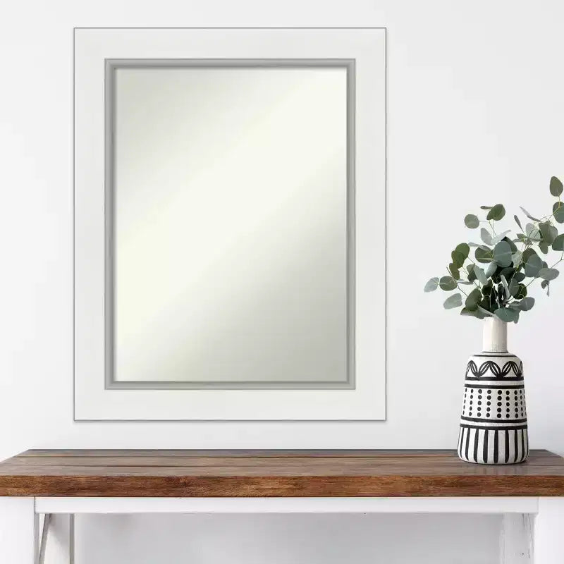 Miroir mural rectangulaire 24" x 30" sans biseau Eva Blanc Argent – Moderne