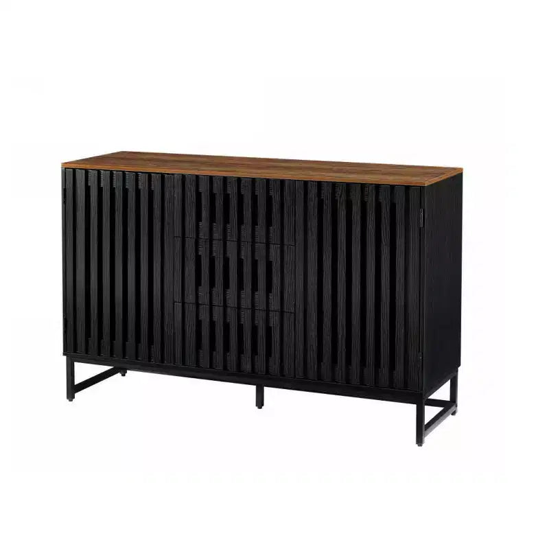 Meuble Buffet Avec Rangement, Commode Avec Portes À Lattes Et Tiroirs De Rangement