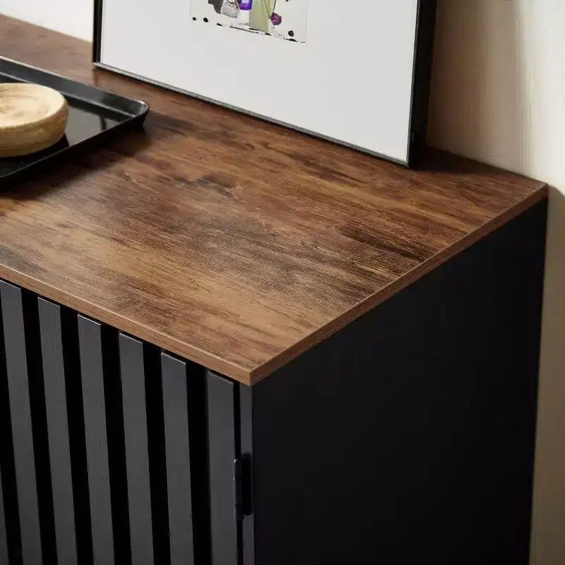 Meuble Buffet Avec Rangement, Commode Avec Portes À Lattes Et Tiroirs De Rangement