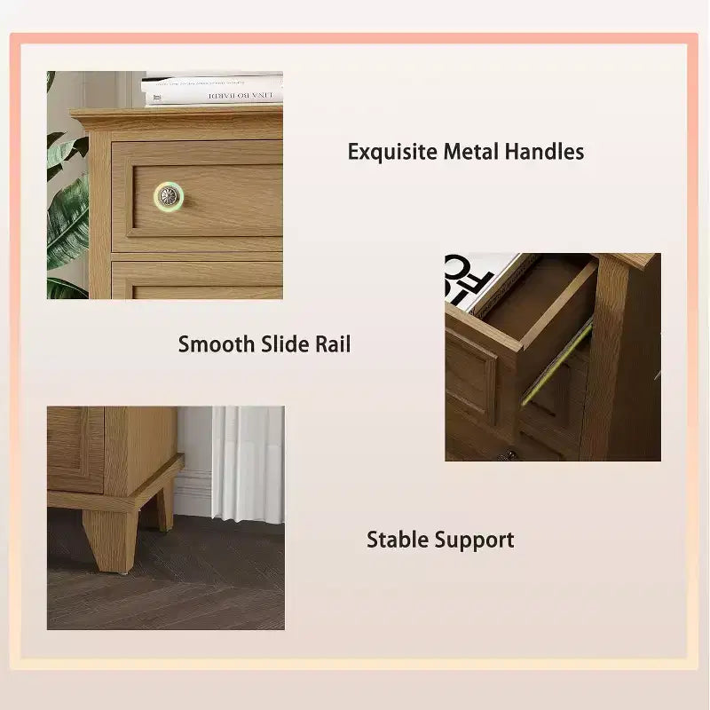 Commode à 6 tiroirs, Meuble de rangement en bois avec poignées métalliques, Commode large moderne et Meuble TV, pour Chambre à coucher, Salon, Entrée
