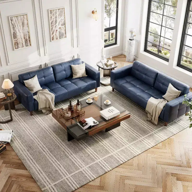 Canapé 3 places en similicuir de 83 po avec coussin de dossier – style moderne du milieu du siècle