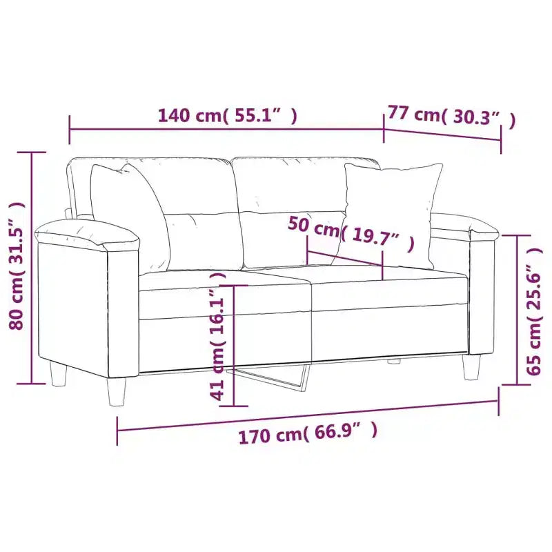 Canapé 3 places avec oreillers – Canapé en tissu microfibre gris foncé