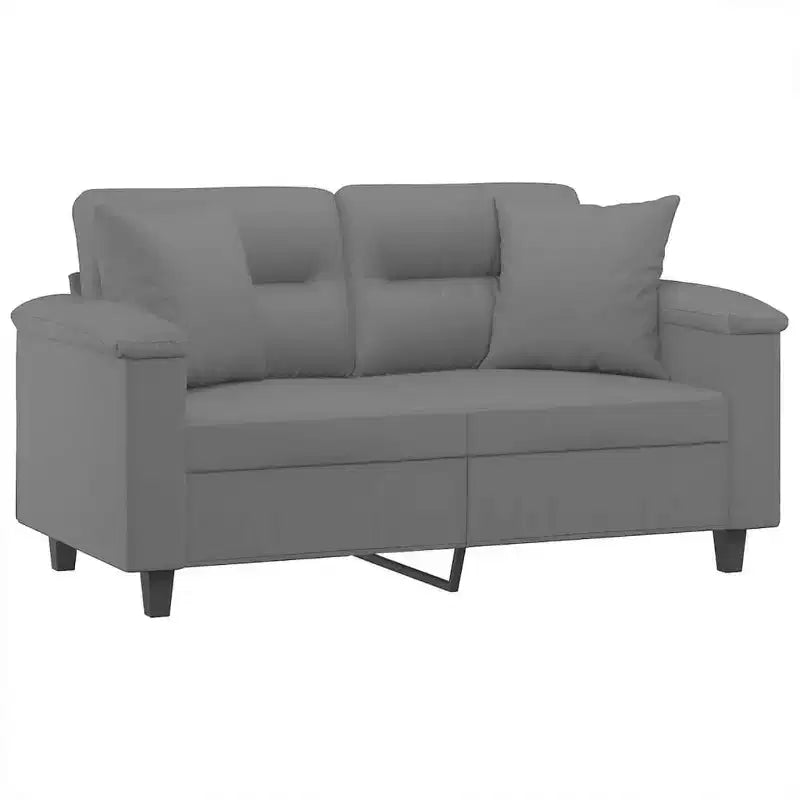 Canapé 3 places avec oreillers – Canapé en tissu microfibre gris foncé