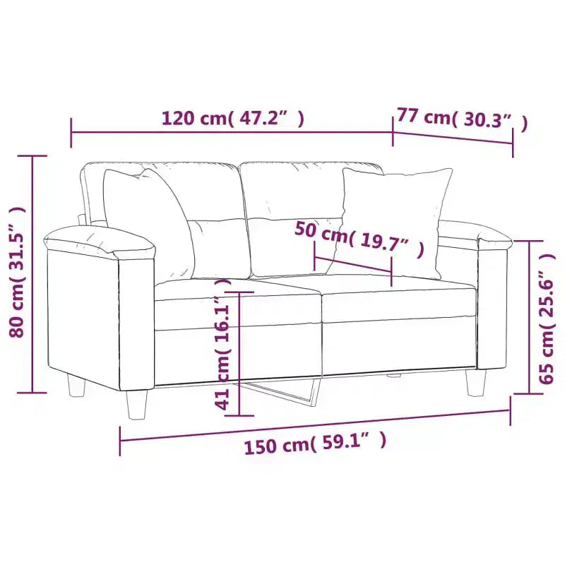 Canapé 3 places avec oreillers – Canapé en tissu microfibre gris foncé