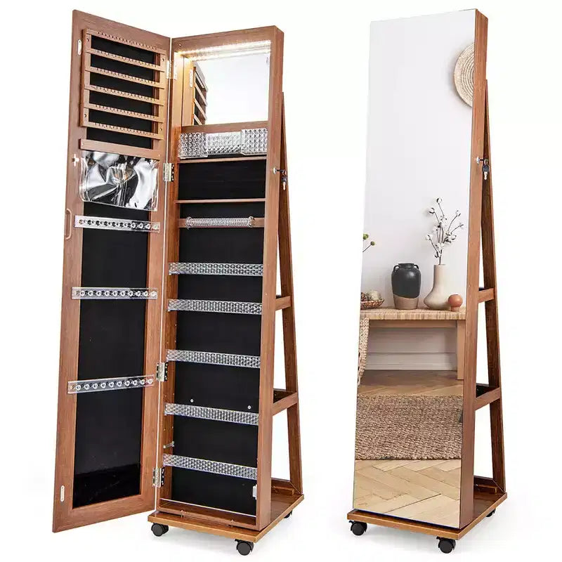 Armoire à bijoux de 64 pouces avec miroir et lumières LED