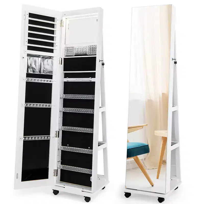 Armoire à bijoux de 64 pouces avec miroir et lumières LED