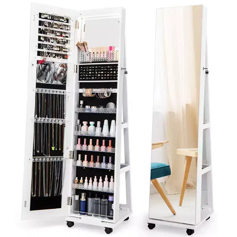Armoire à bijoux de 64 pouces avec miroir et lumières LED