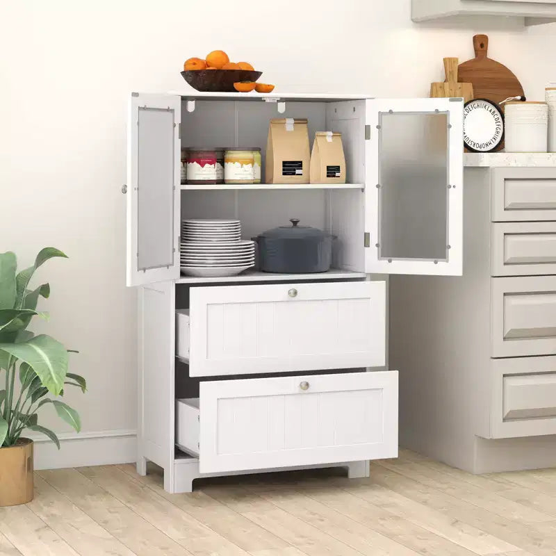 Meuble de rangement de salle de bain sur pied avec 2 tiroirs et placard