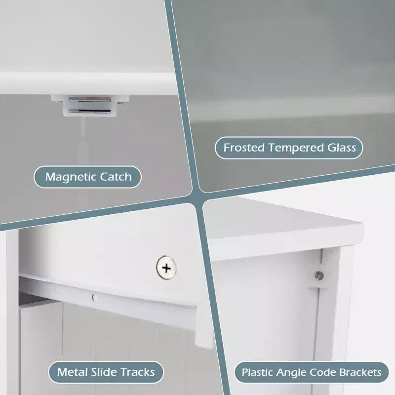 Meuble de rangement de salle de bain sur pied avec 2 tiroirs et placard
