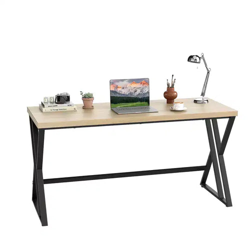 59 Computer Desk Large Industrial Home Office Desk w/ Heavy-duty Metal Frame
