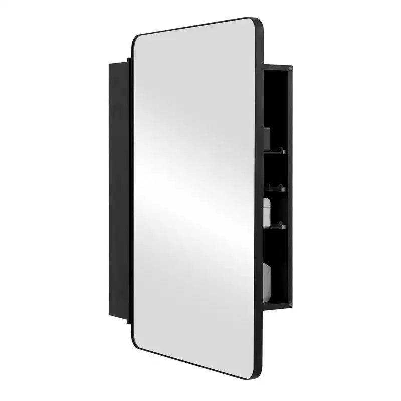 Armoire de toilette 50 x 75 cm avec cadre en aluminium et étagères réglables