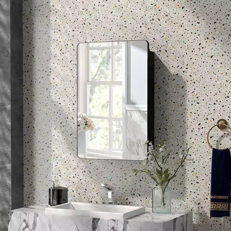 Armoire de toilette 50 x 75 cm avec cadre en aluminium et étagères réglables