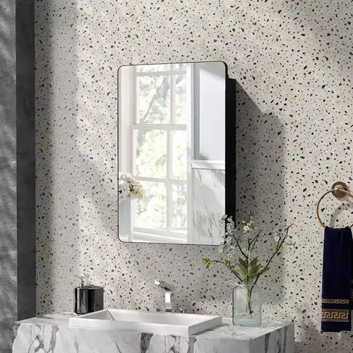 Armoire de toilette 50 x 75 cm avec cadre en aluminium et étagères réglables