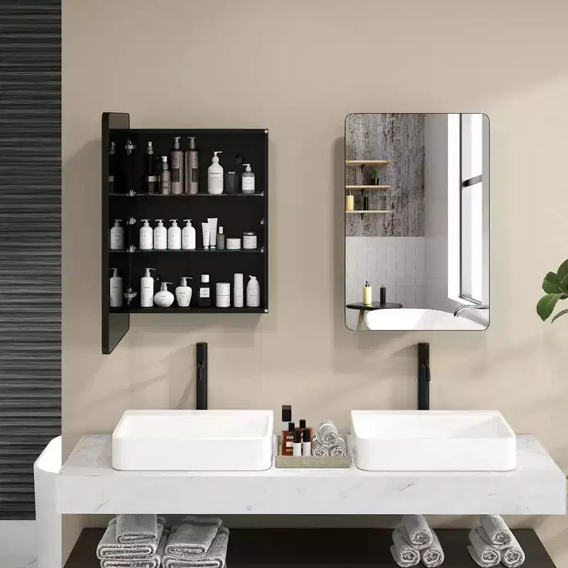 Armoire de toilette 50 x 75 cm avec cadre en aluminium et étagères réglables
