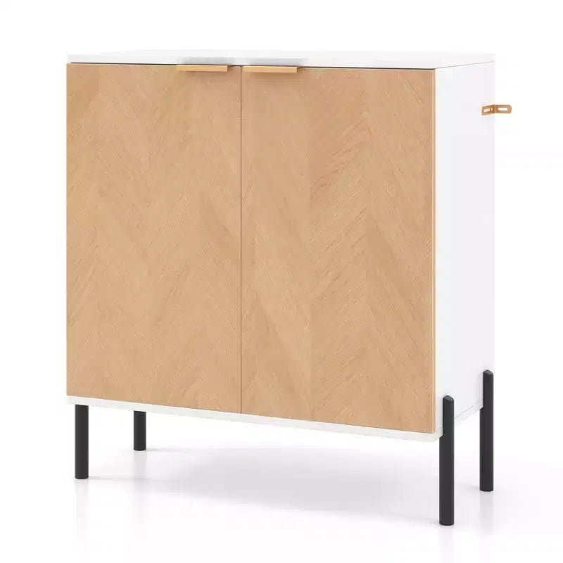 Buffet 2 portes avec étagère, pieds en métal et kit anti-basculement