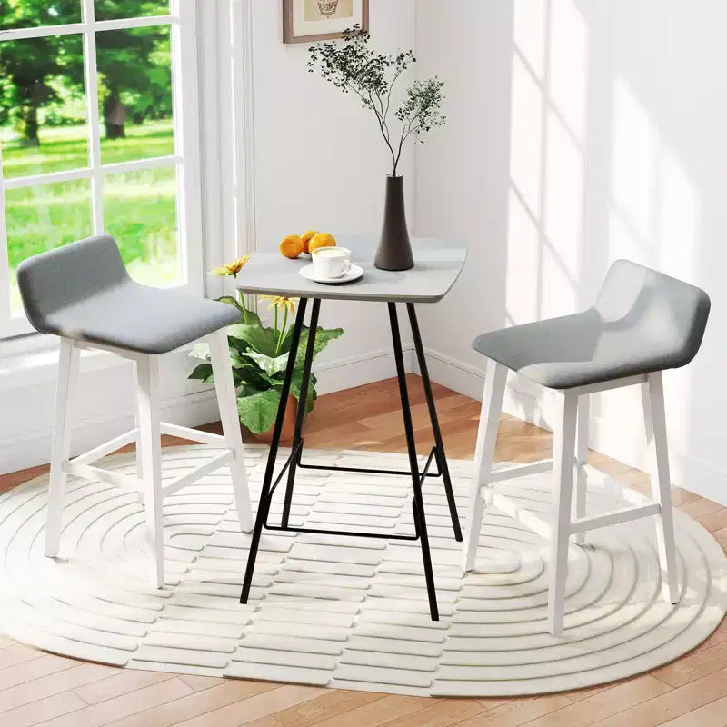 Tabourets de bar rembourrés de 74 cm avec dossier bas, repose-pieds et pieds en bois pour îlot de cuisine